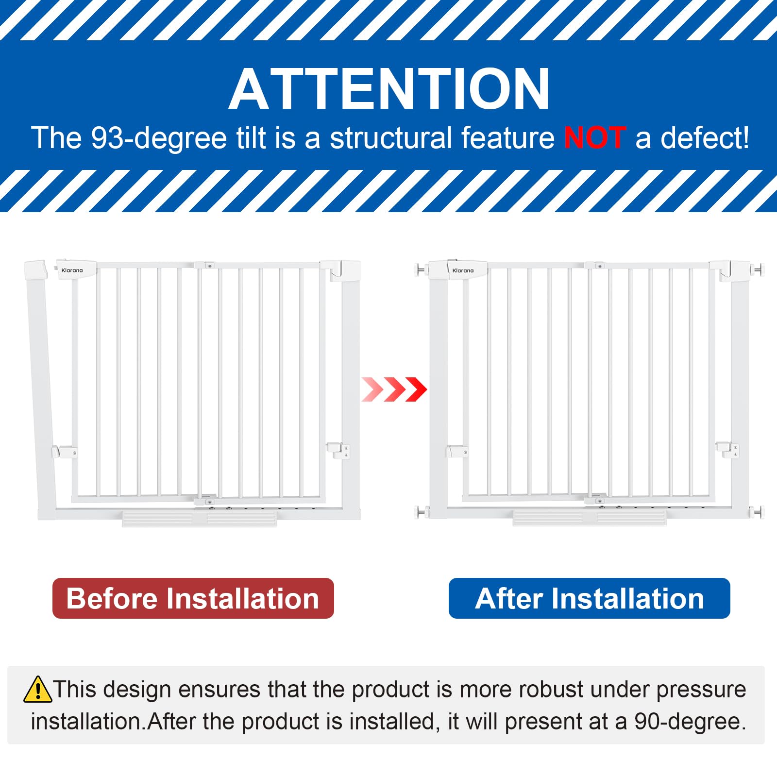 Klarana safety gate keeps crawling babies and small pets contained during daily activities.