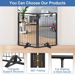 Klarana dog gate with 360-degree hinge enables versatile folding layouts.