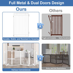 Klarana dog gate free-standing with cage-assembly option offers portable, wall-safe barrier versatility.