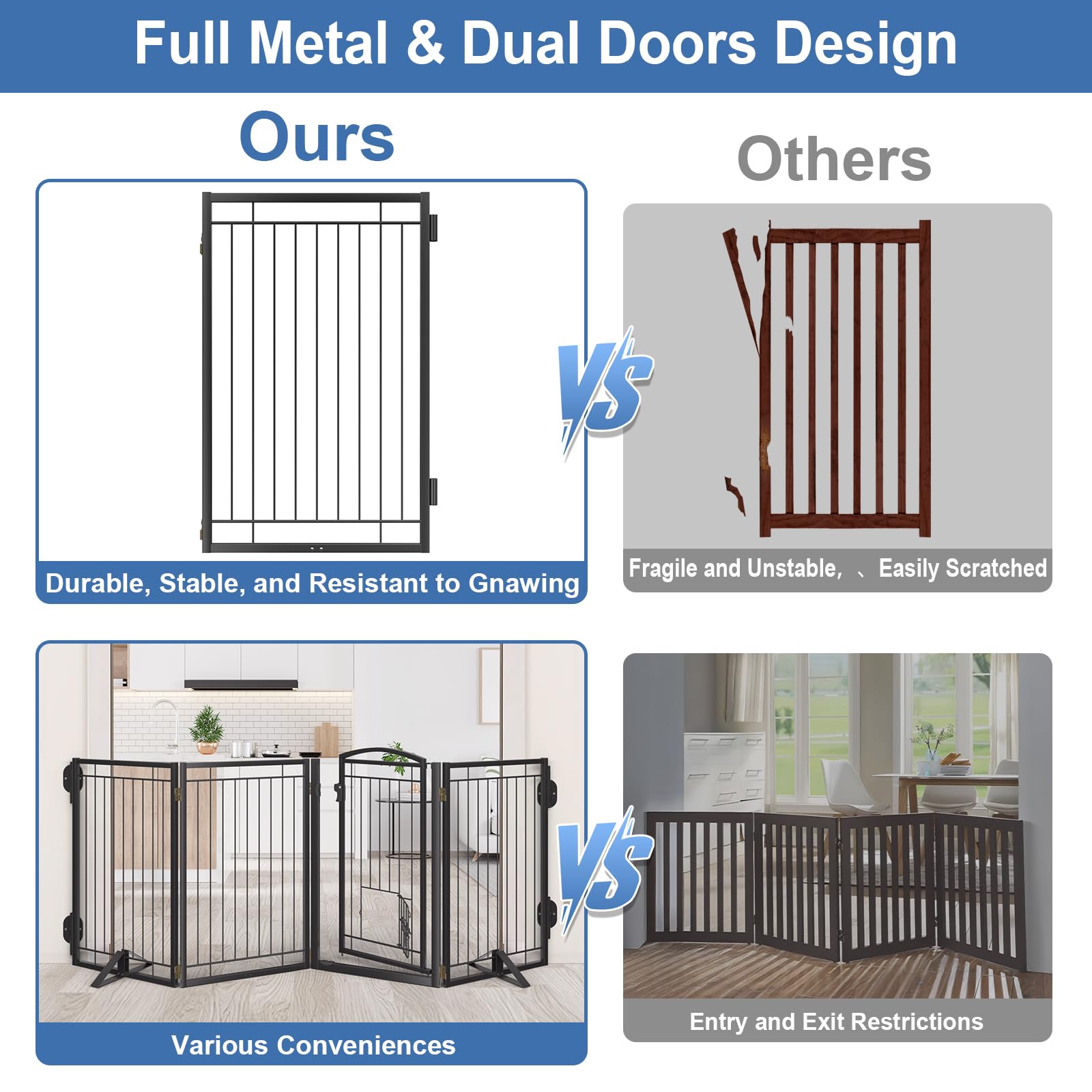 Klarana dog gate main and cat door design supports pet separation.