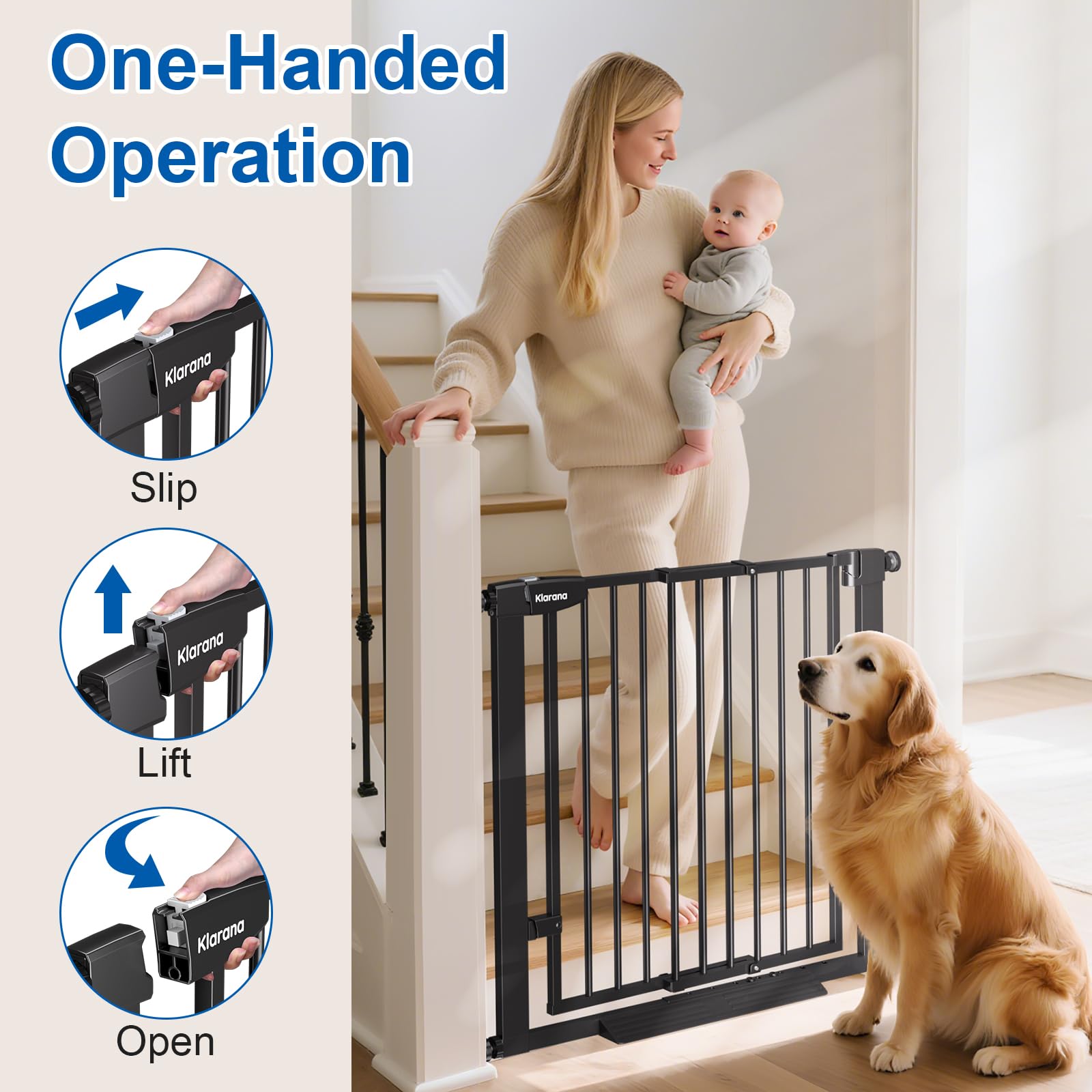 Klarana double-lock safety keeps curious kids secure near openings.