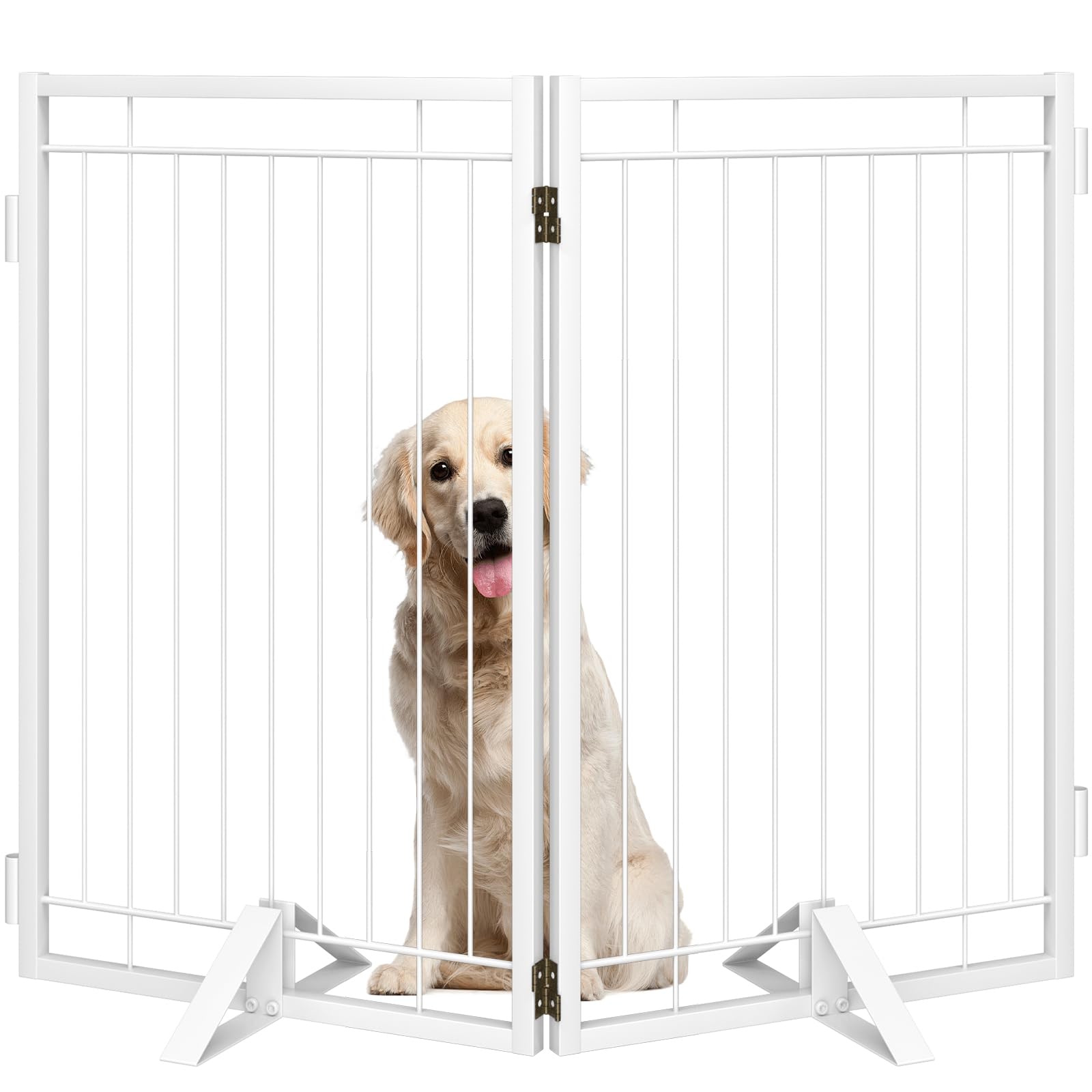 Klarana metal-free-standing dog gate folded panel showcases compact storage-friendly setup for doorways.