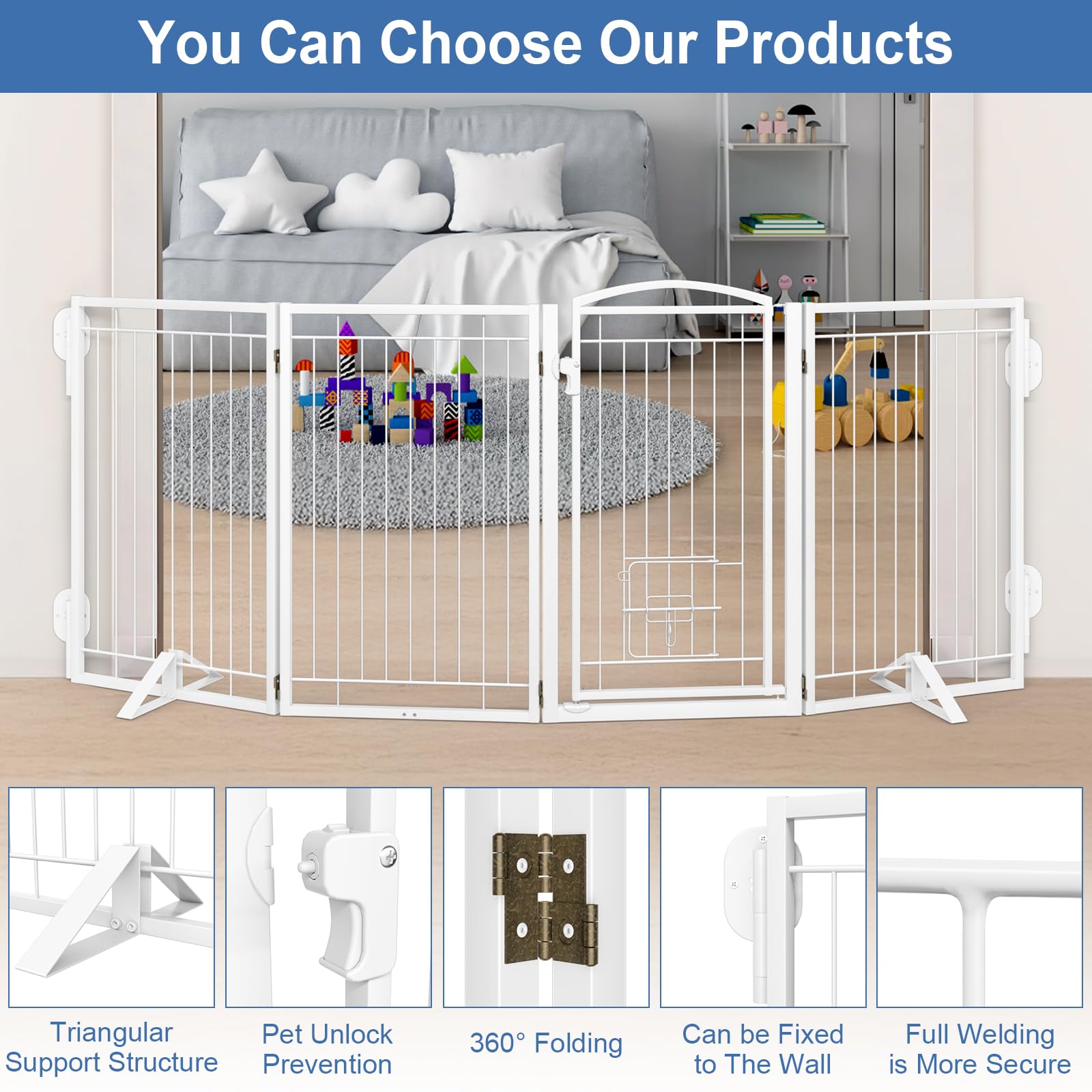 Klarana triangular stable base enhances gate stability on various floors.