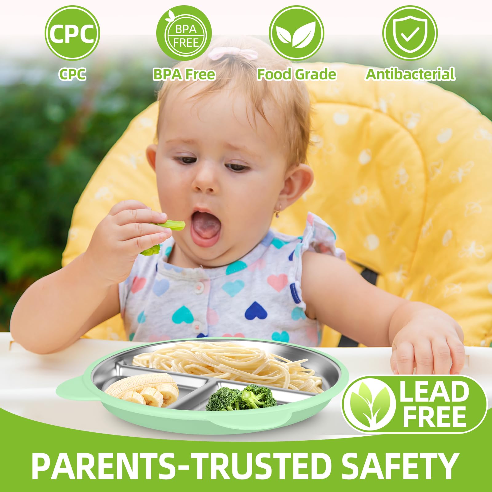 KLCKH bear-ear design toddler plates add fun to meals and encourage self-feeding.