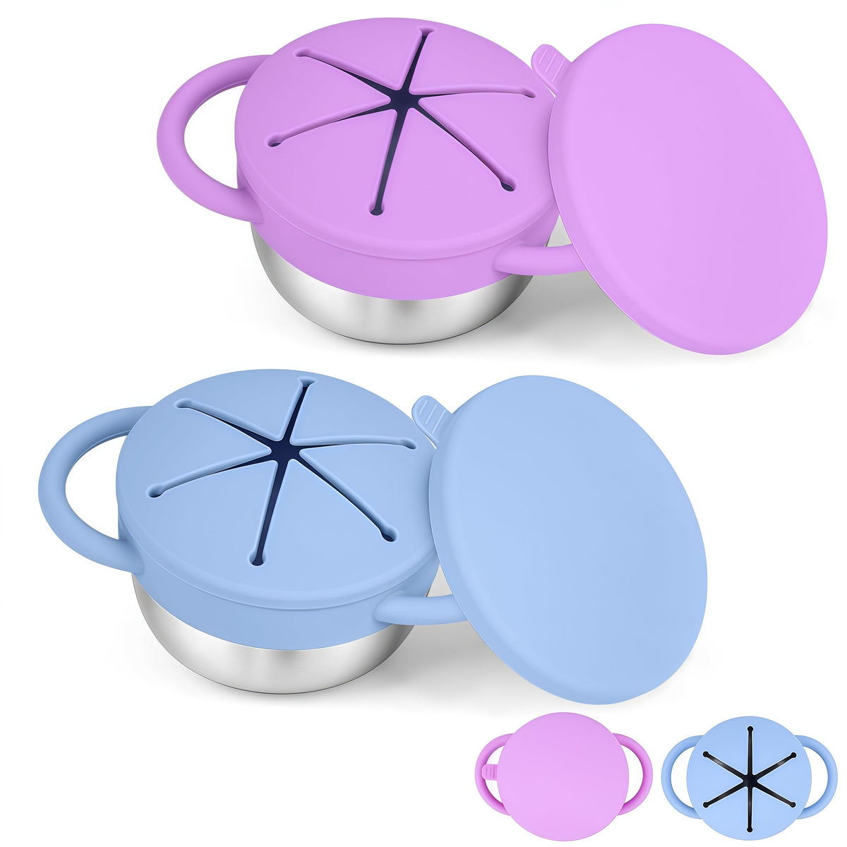 KLCKH snack cups 2-pack spill-proof design ideal for mess-free toddler snacking
