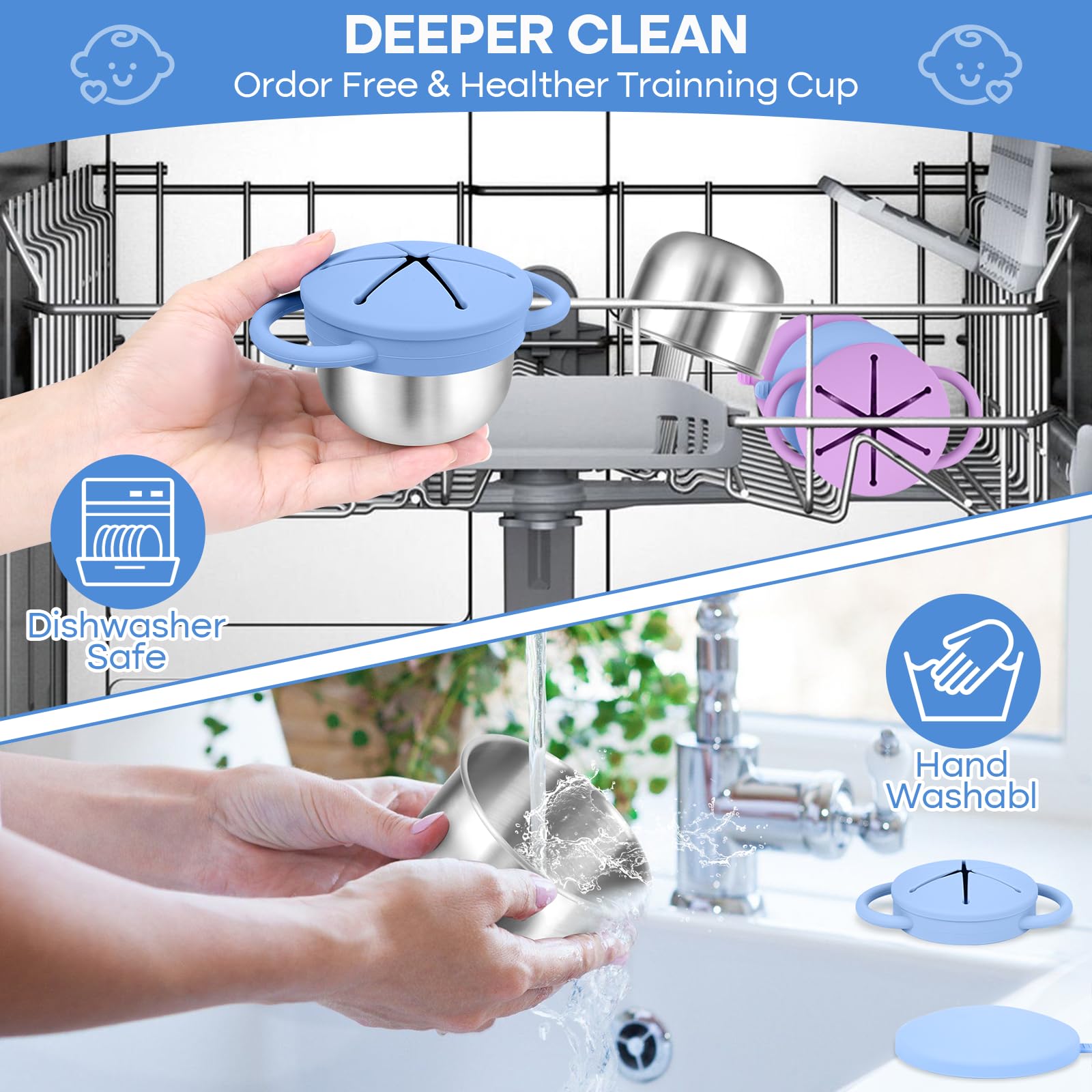 KLCKH snack cups BPA-free silicone lids ensure safe, non-toxic handling