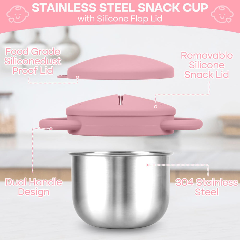 KLCKH snack cups dual easy-grip handles promote confident, mess-free snacking for little hands.