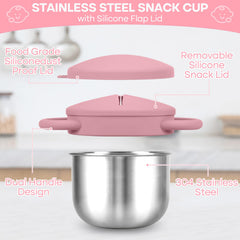 KLCKH snack cups dual easy-grip handles promote confident, mess-free snacking for little hands.