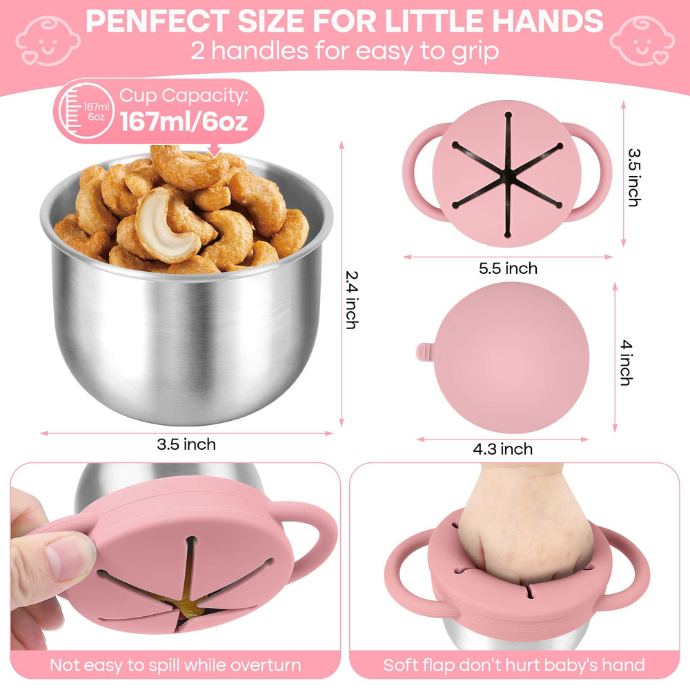 KLCKH snack cups durable 304 stainless steel resist dents for daily toddler use.