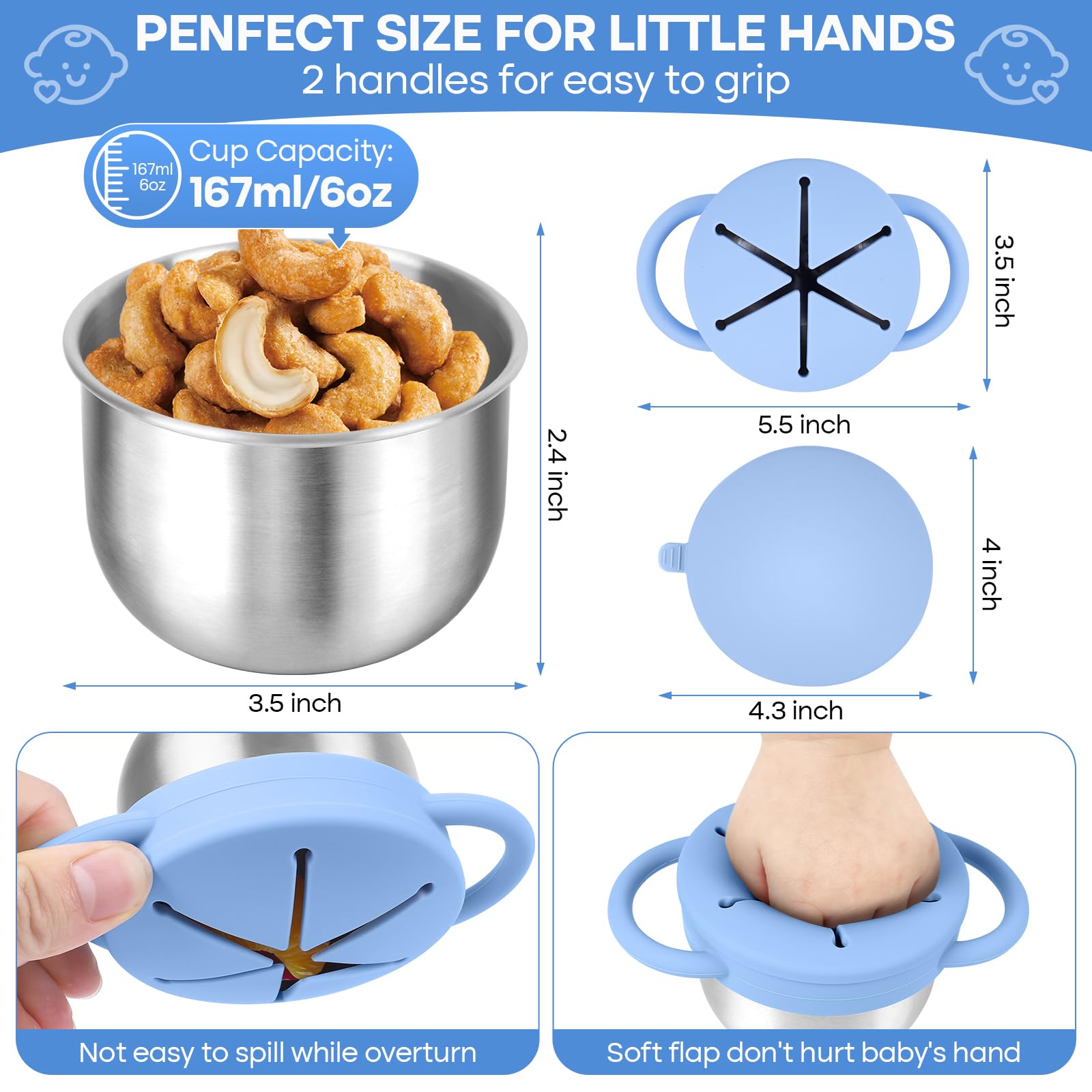 KLCKH snack cups removable silicone lids enable easy refills and thorough cleaning
