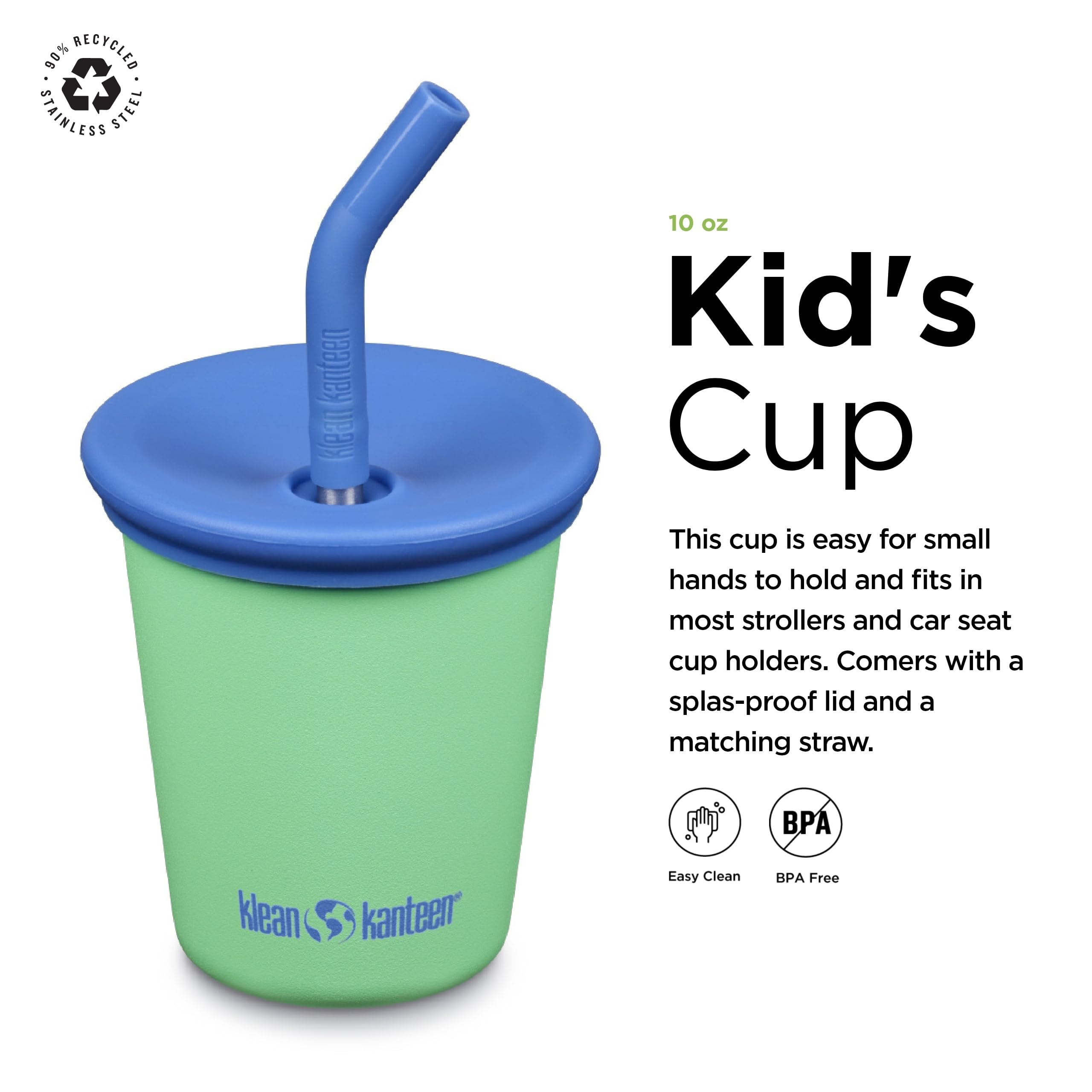 Klean Kanteen 10oz Kid's Cup Spring Bud handheld grip supports easy handling during meals.