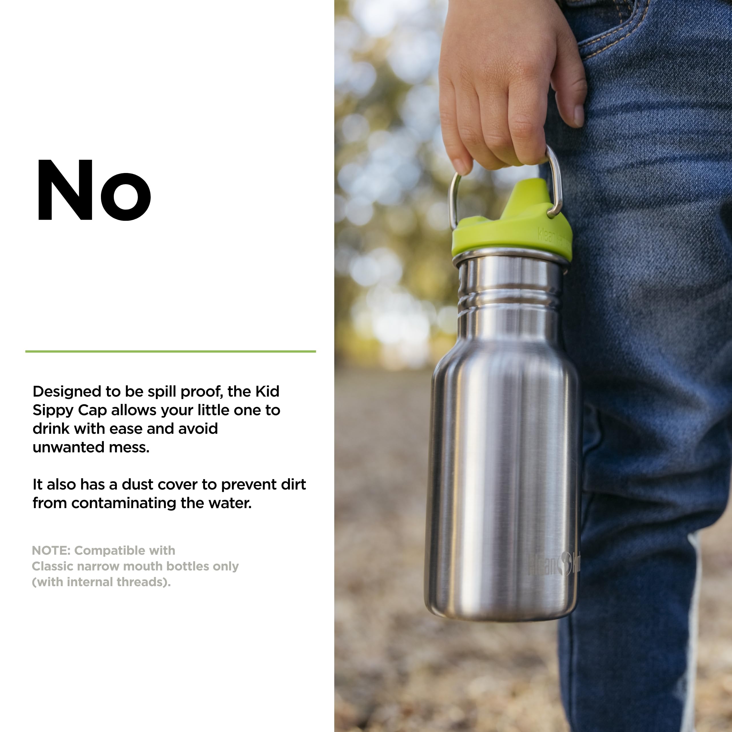 Klean Kanteen Classic Kid Sippy Cap removable valve designed for thorough dishwasher-safe cleaning.