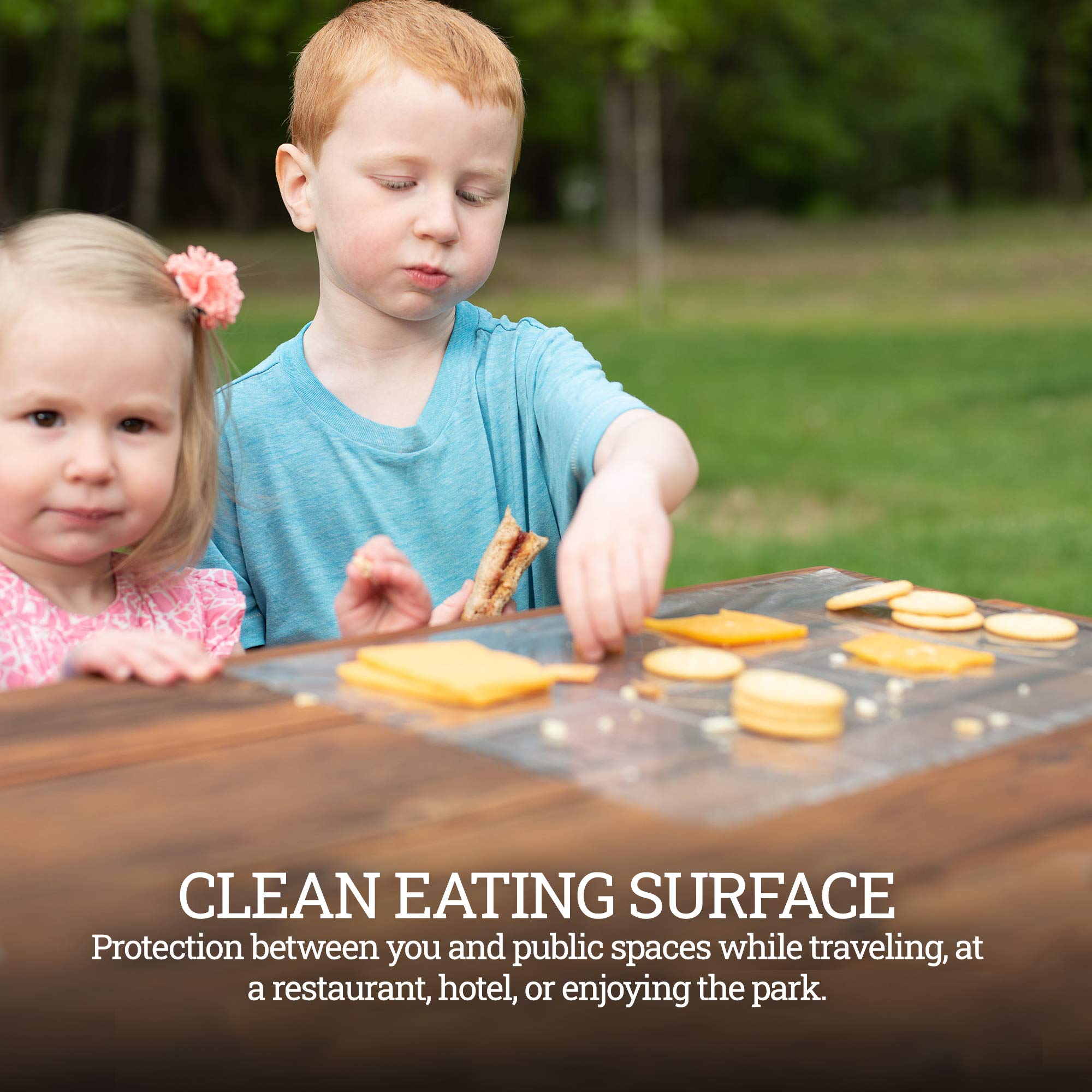 Klean Kids high chair mat stays put during active meals.