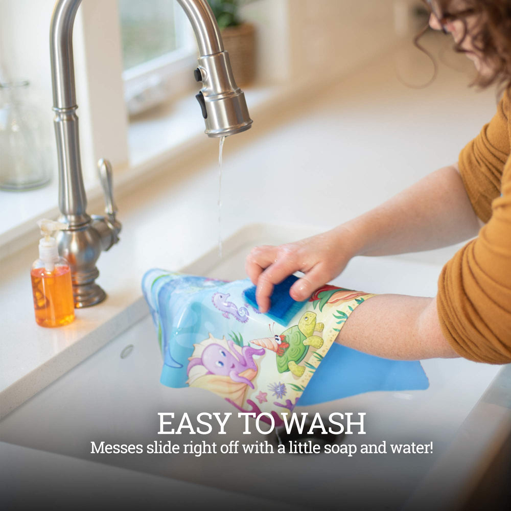 Klean Kids placemat food-safe tested for family use.