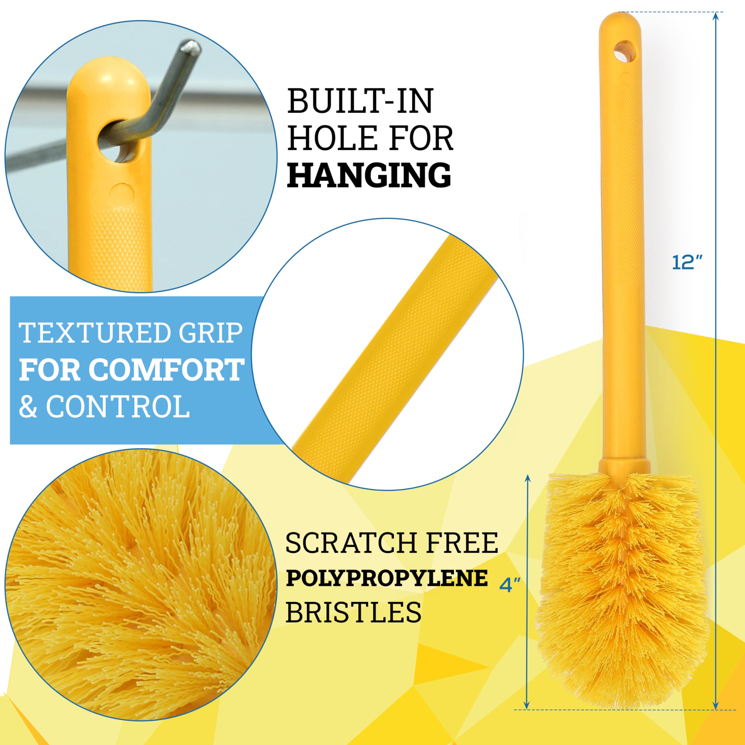 KLEEN HANDLER Goblet Cleaning Brush close-up shows a durable plastic handle.
