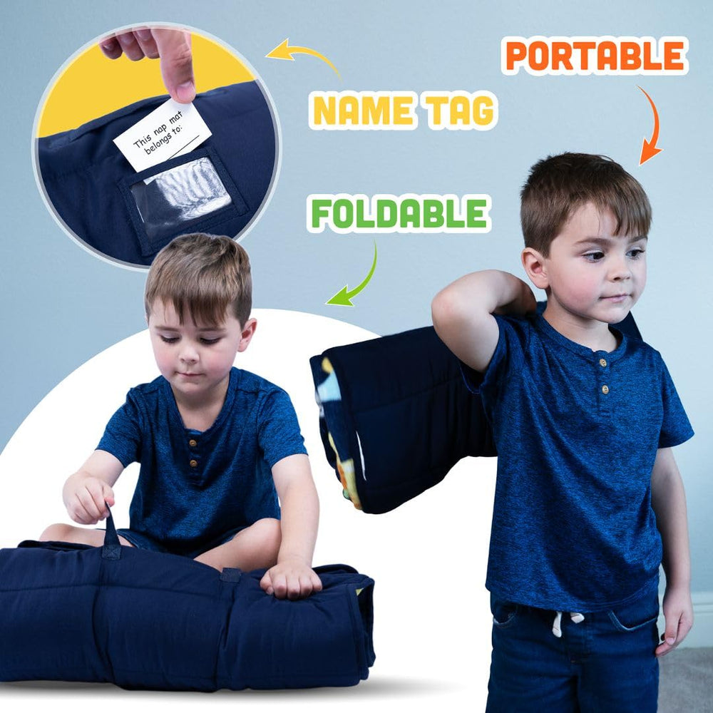 Klevly Nap Mat machine washable label close-up—easy cleaning and freshness.