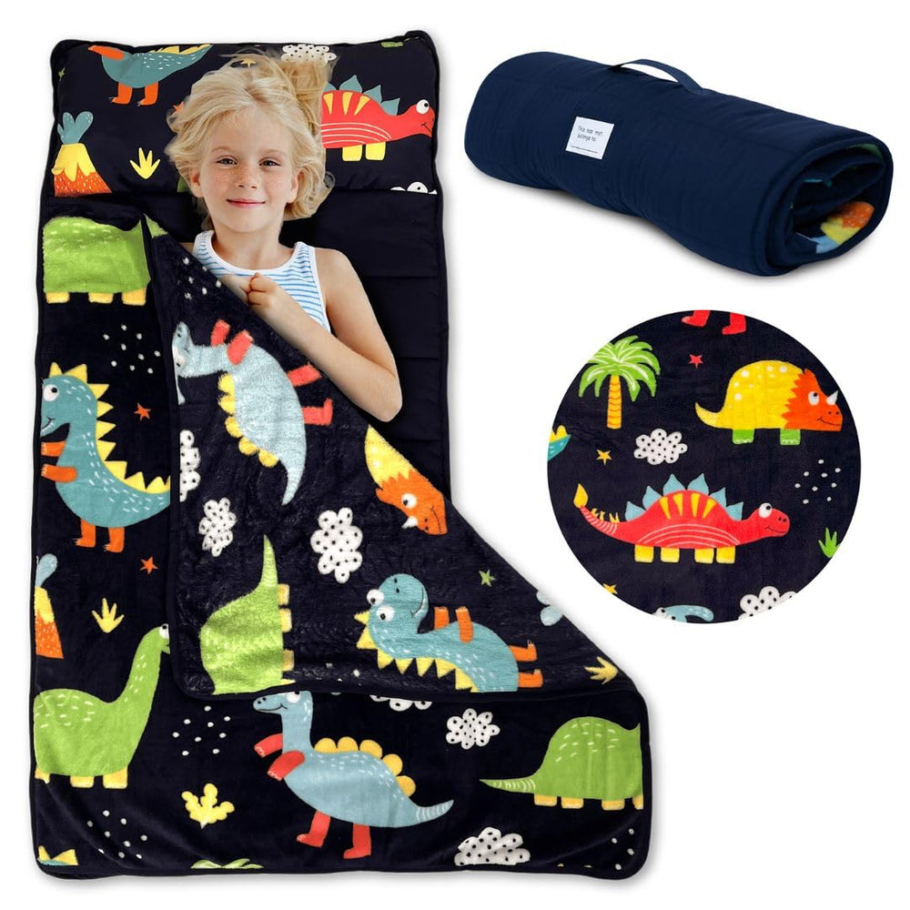 Klevly Toddler Nap Mat with Pillow close-up, plush fabric for cozy naps.