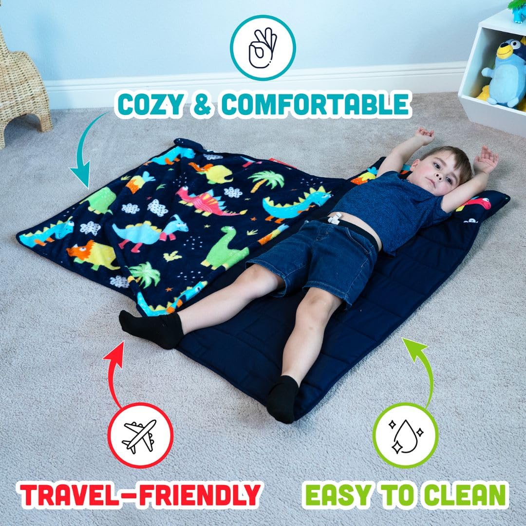 Klevly Toddler Nap Mat roll-up with carry handle—portable nap solution for daycare.