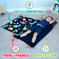 Klevly Toddler Nap Mat roll-up with carry handle—portable nap solution for daycare.