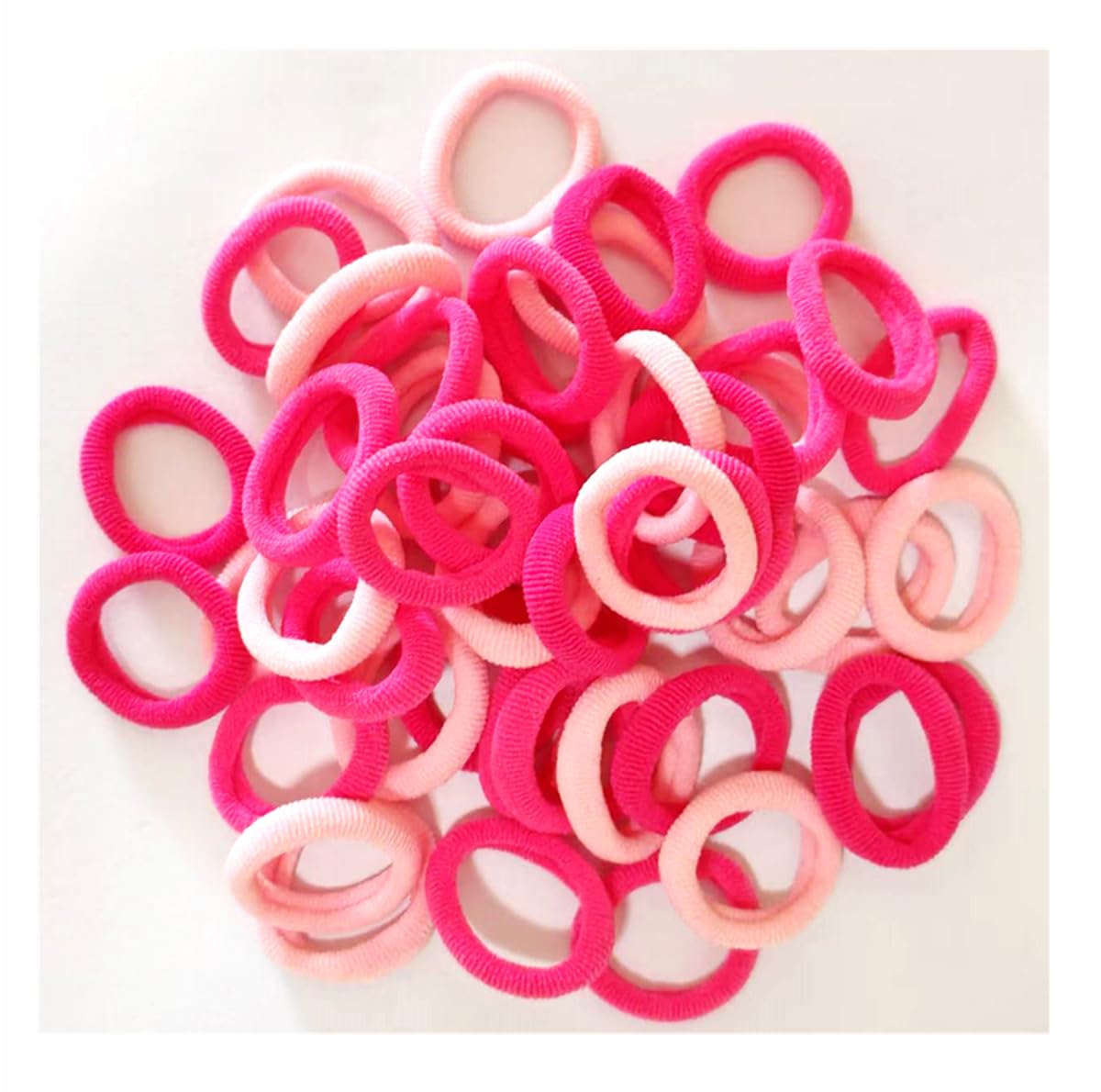 KLEYAO 250pcs baby hair ties pink closeup for gentle hold and tangle-free daily styling.