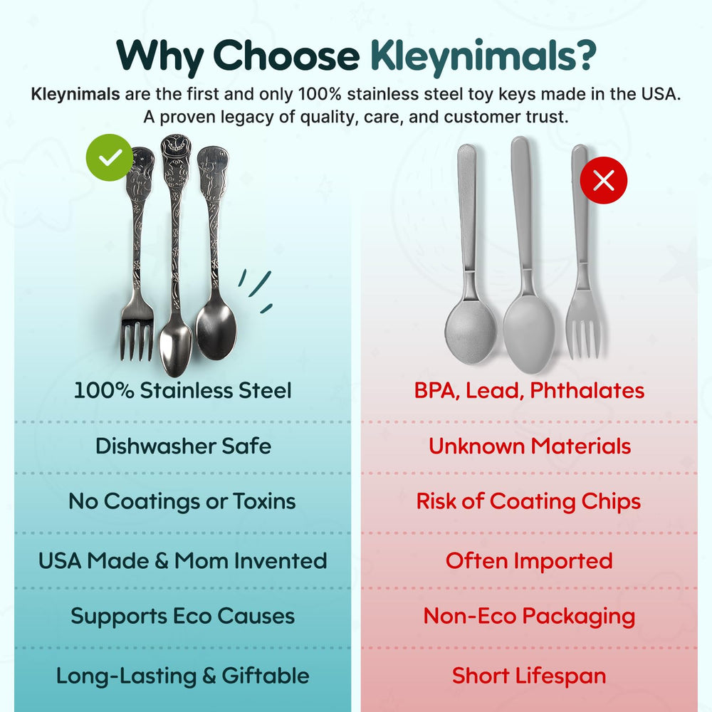 Kleynimals Arctic Friends owl baby fork, balanced weight for precise scooping.