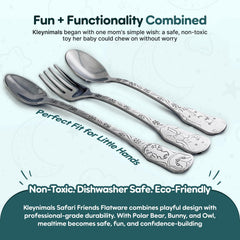 Kleynimals Arctic Friends polar bear baby spoon, smooth edges for comfortable toddler dining.