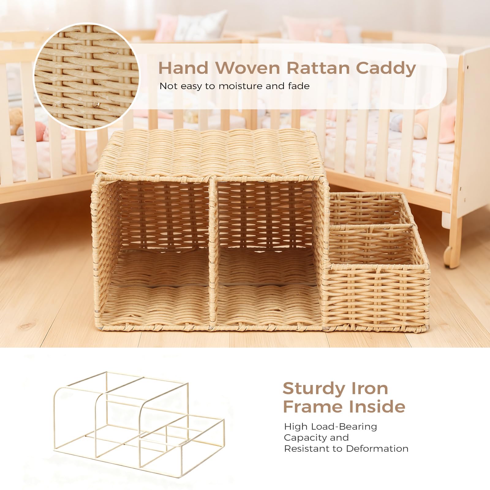 Klippehop Diaper Caddy five-compartment layout keeps essentials organized