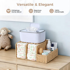 Klippehop Diaper Caddy handwoven rattan texture adds natural warmth