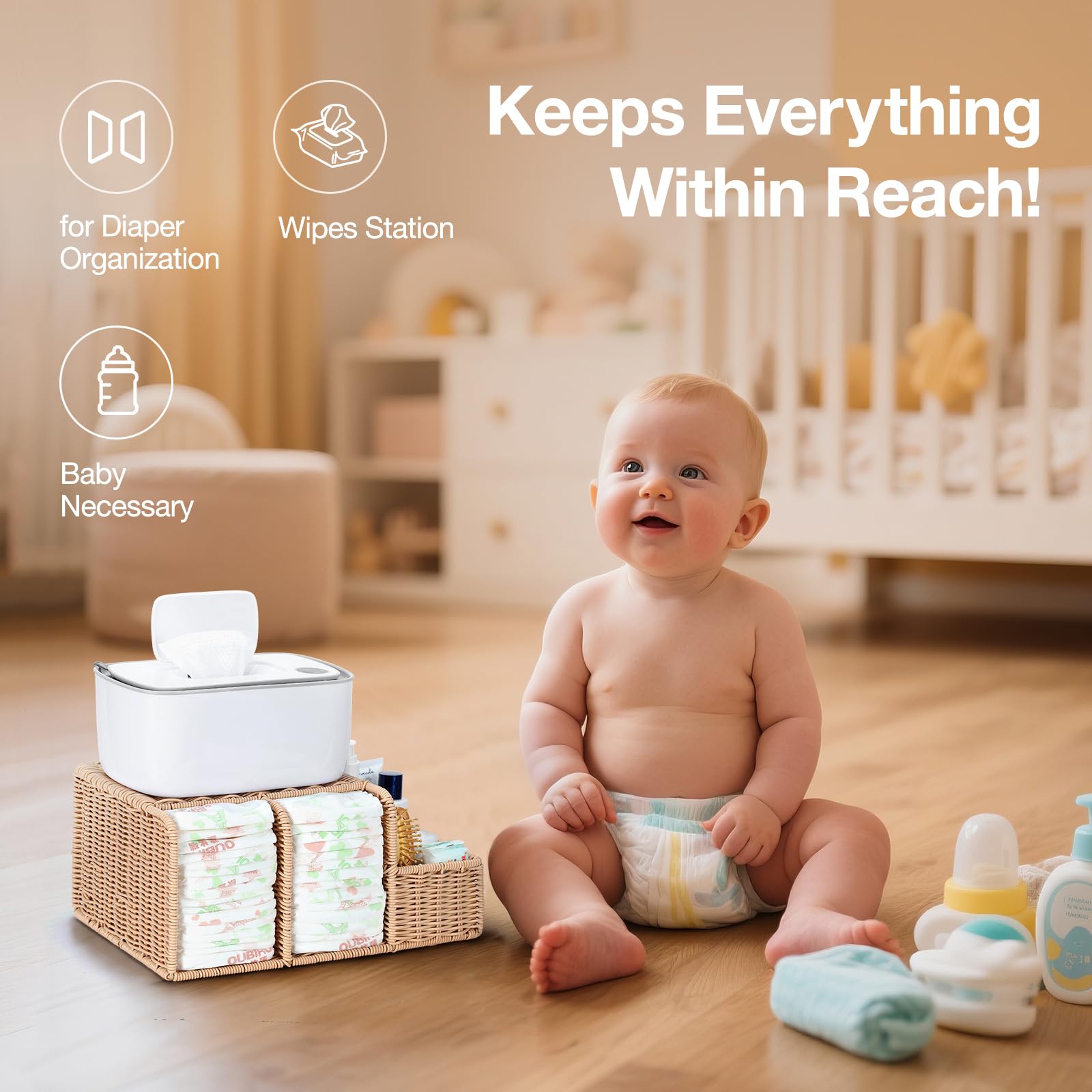 Klippehop Diaper Caddy Waterproof rattan resists moisture and sun