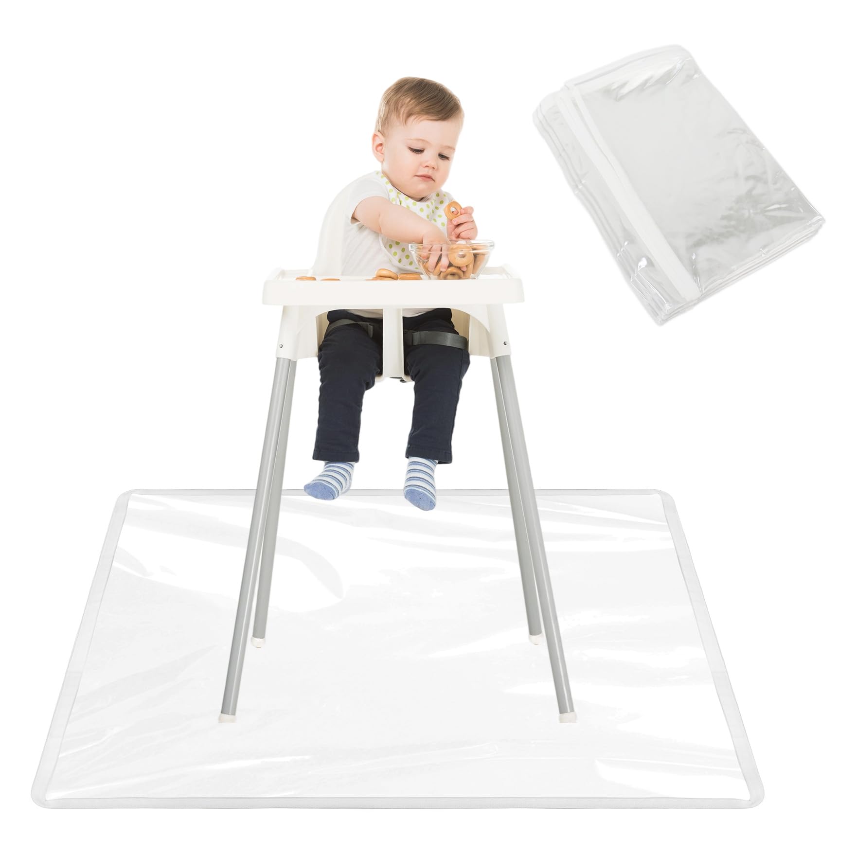 Klmnop 3pack splat mat under high chair clear protects floors from spills.