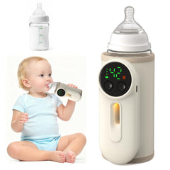 KLOMBIO portable bottle warmer with display shows temperature control for precise warming.