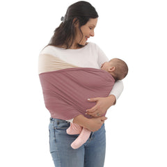 Kloovete baby wrap carrier in soft-stretch fabric supports bonding comfort