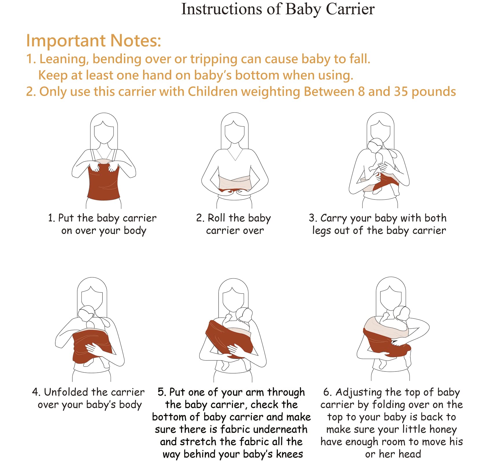 Kloovete wrap easy-use steps demonstrate simple, strap-free positioning for solo parents.