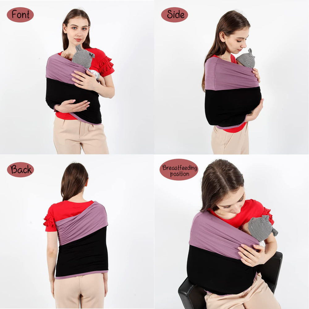 Kloovete baby wrap easy-wrap-steps demonstrates simple, buckle-free wearing.