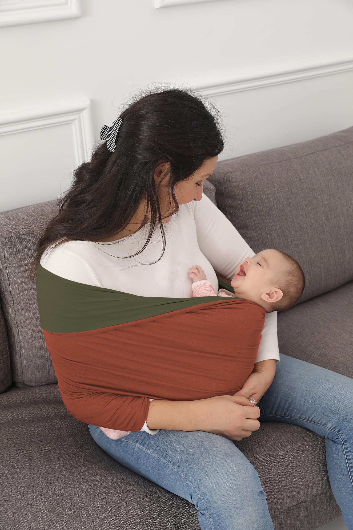 Kloovete baby wrap folded-compact demonstrates easy storage when not in use.