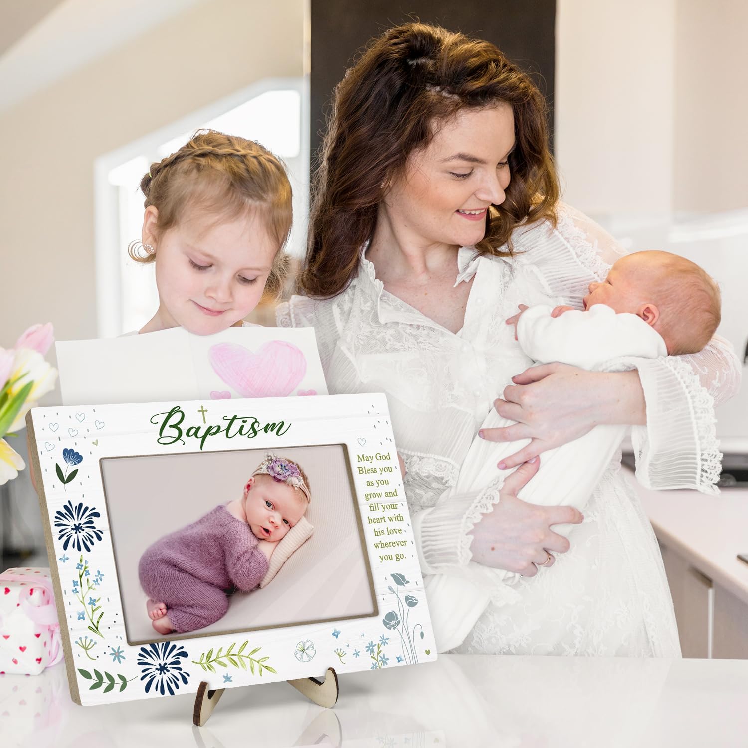 KLYTINK baptism frame blue 4x6 photo slot ready