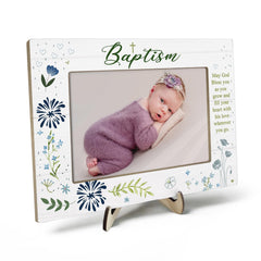 KLYTINK baptism frame blue front view for cherished baby photos