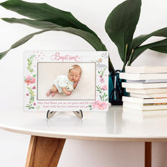 KLYTINK baptism frame cross-top design adds meaningful keepsake for family memories.