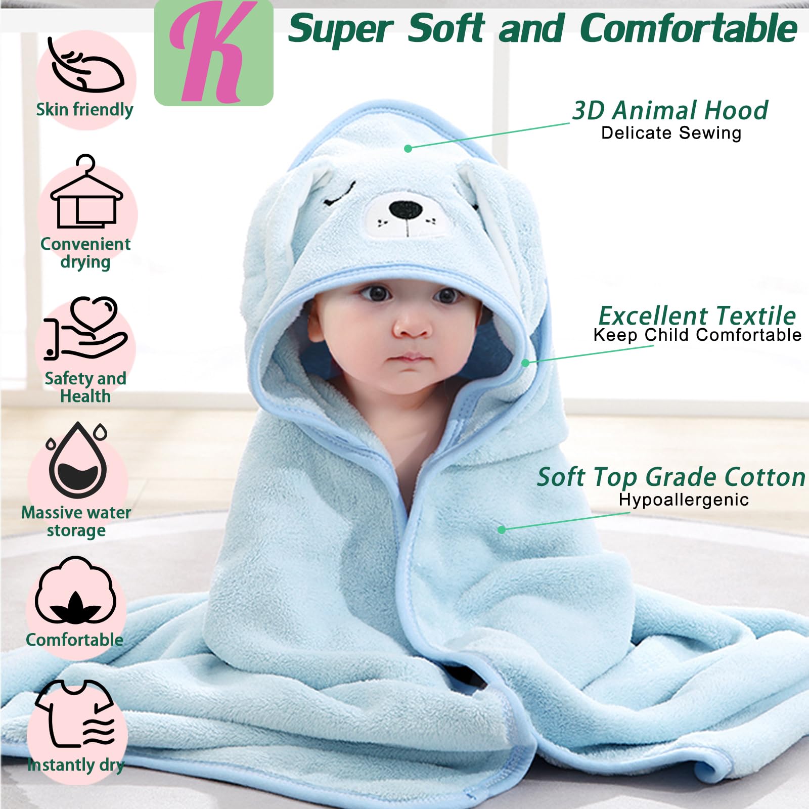 kmilro towel high absorbency for quick drying after baths