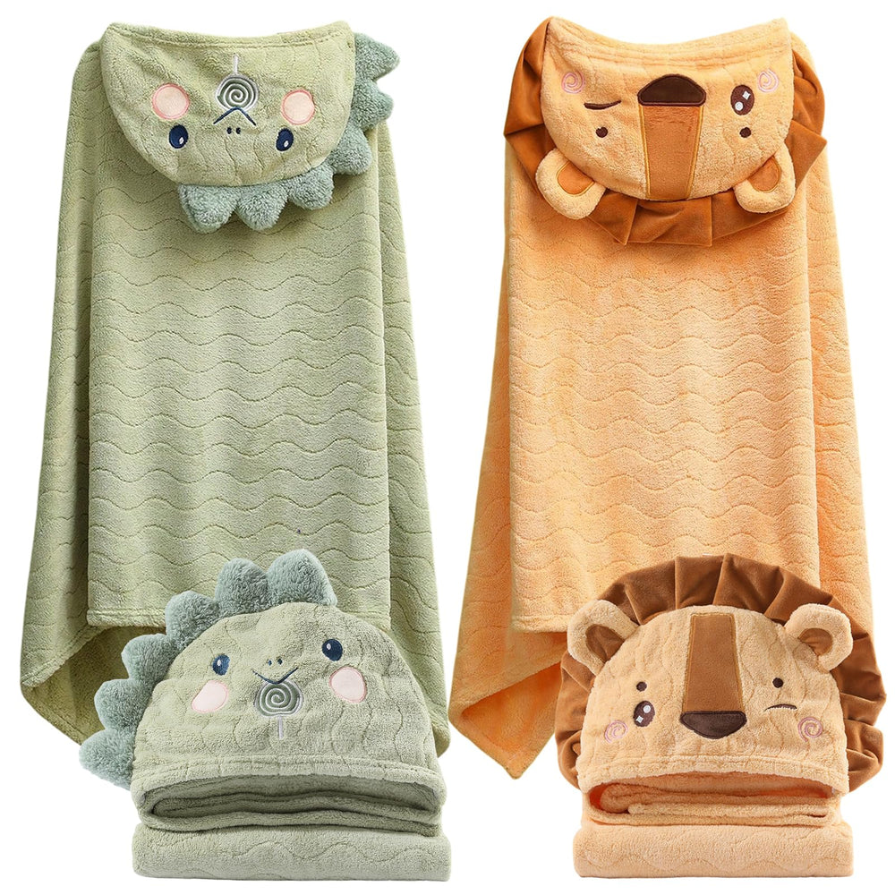kmilro toddler towel hooded animal face shows a cozy post-bath moment