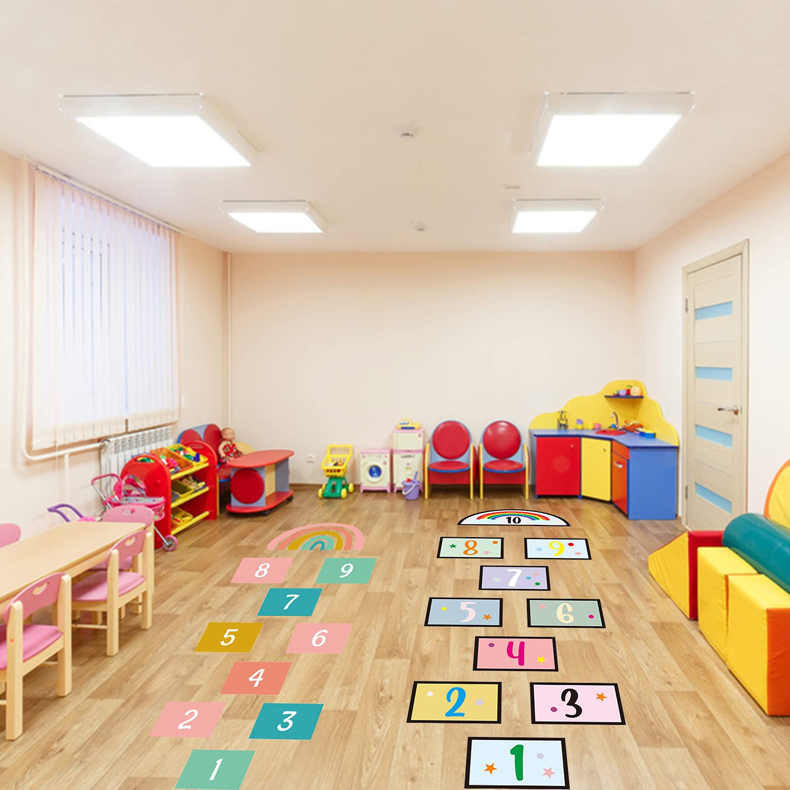 KMOTASUO digital grid game wall decal adds classroom-friendly decoration.