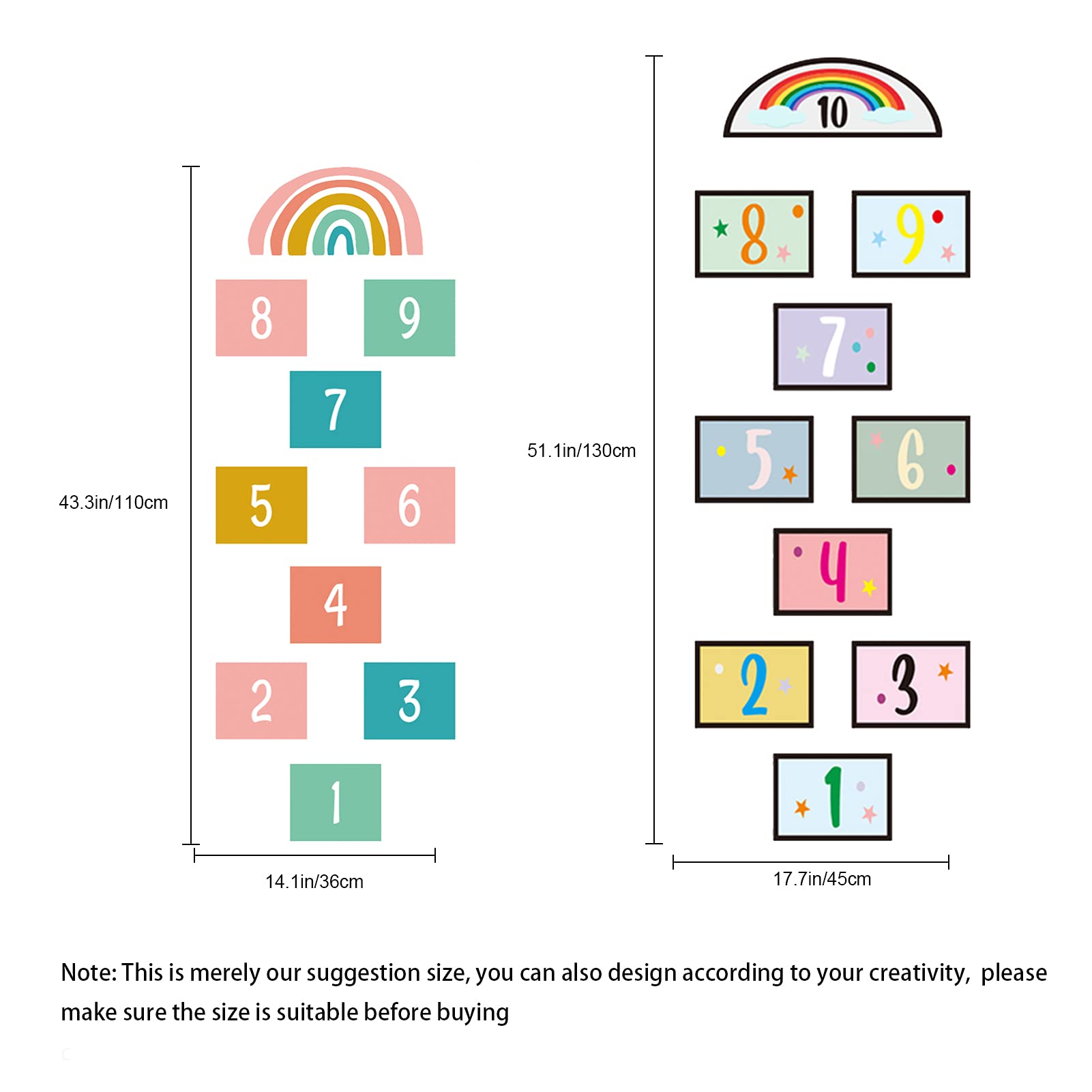 KMOTASUO hopscotch stickers for kids' rooms encourage color learning.