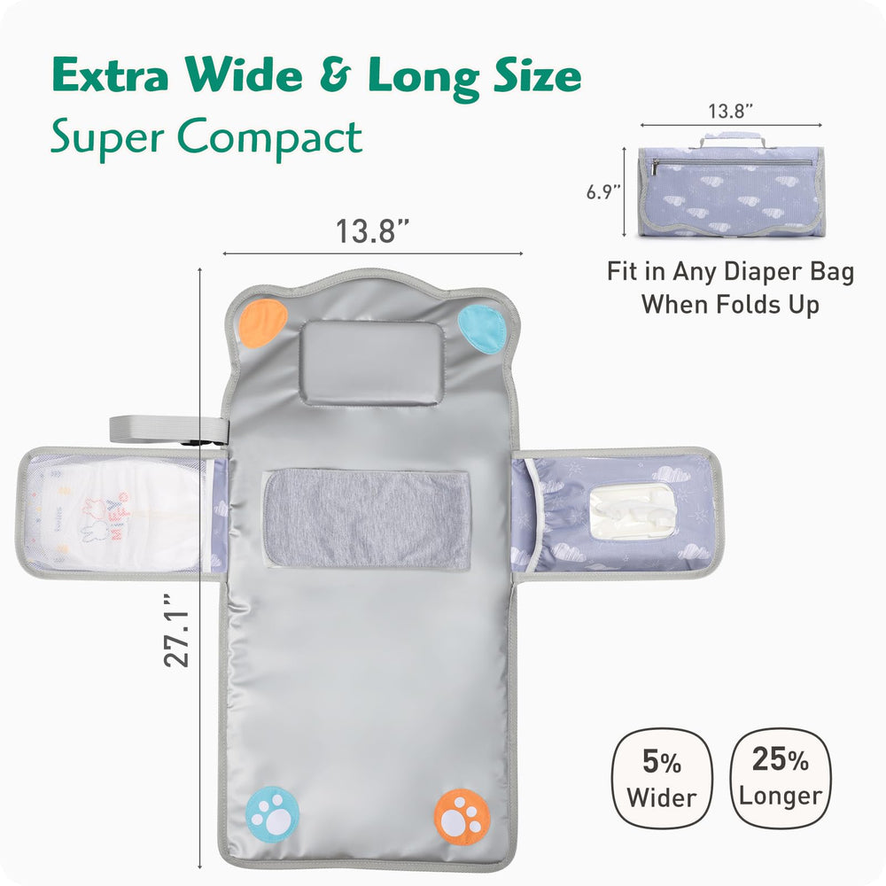 Knirose anti-roll diaper changing pad memory foam headrest adds gentle support.