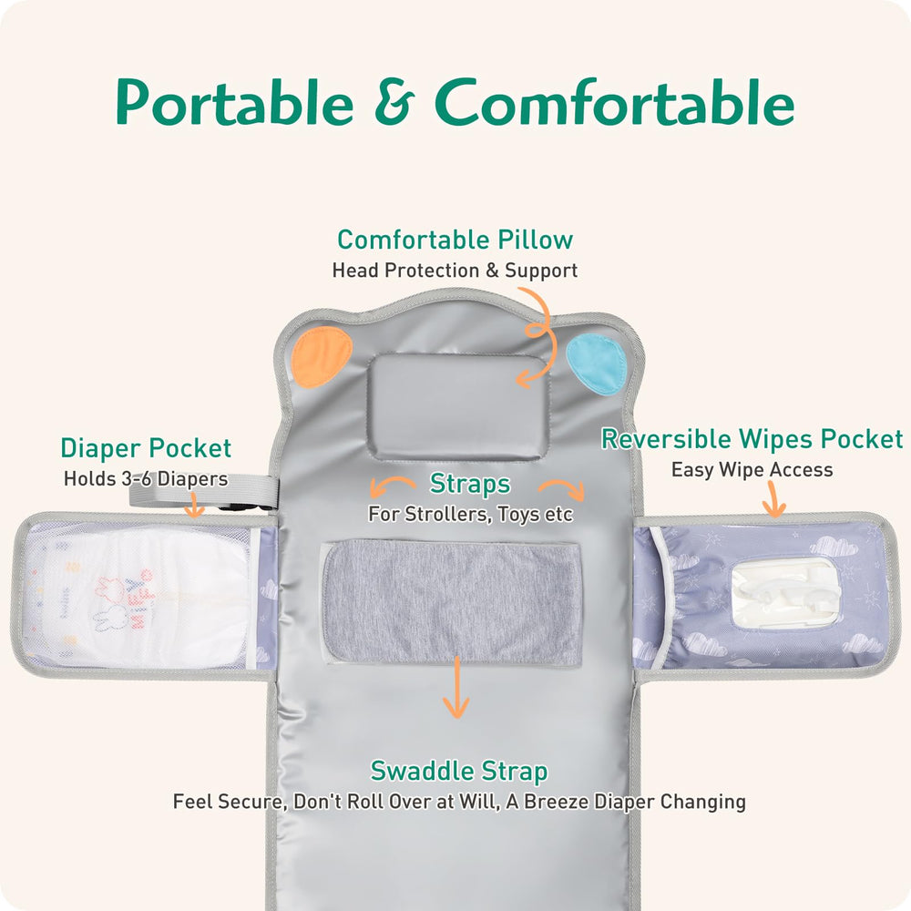 Knirose anti-roll diaper changing pad travel station ready for nursery or trips.
