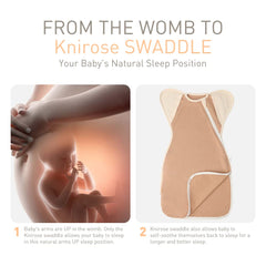 Knirose arms-out-in transition enables easy, comfy growth with varying sleep needs.
