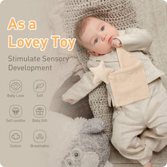 Knirose baby lovey star in stroller, compact comfort during outings.