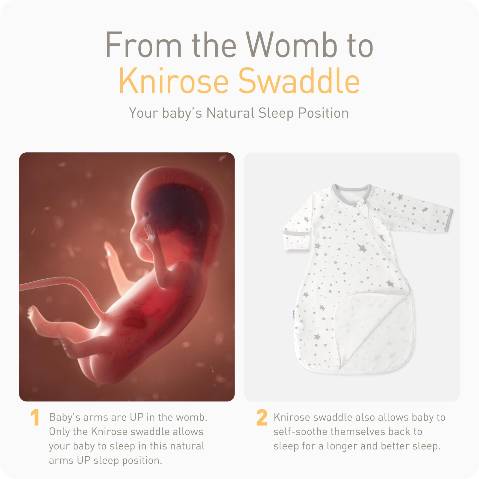 Knirose baby swaddle transition scene demonstrating ease of use