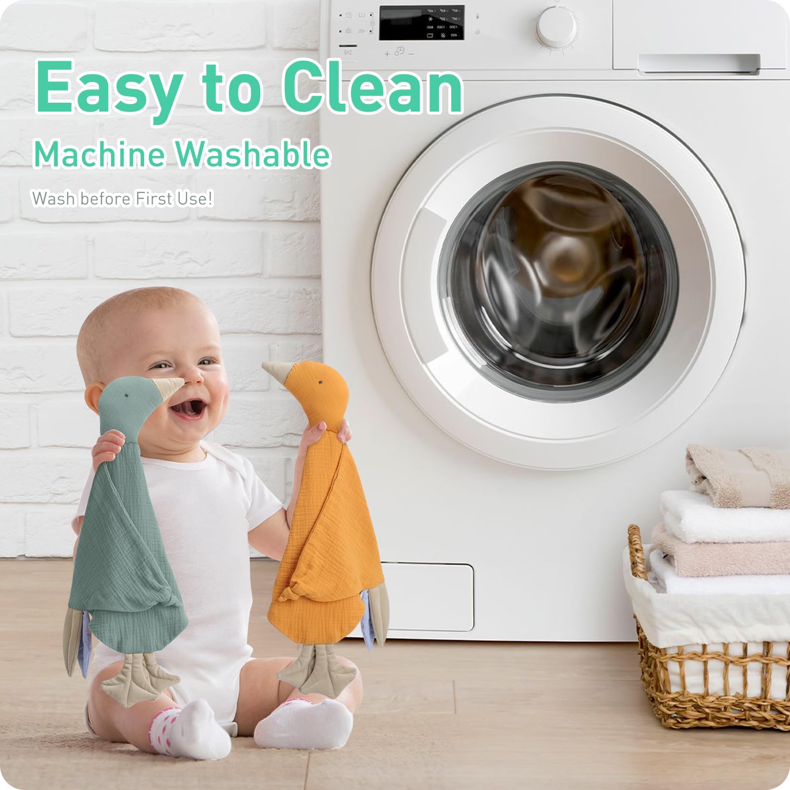 Knirose goose lovey easy-care machine washable.