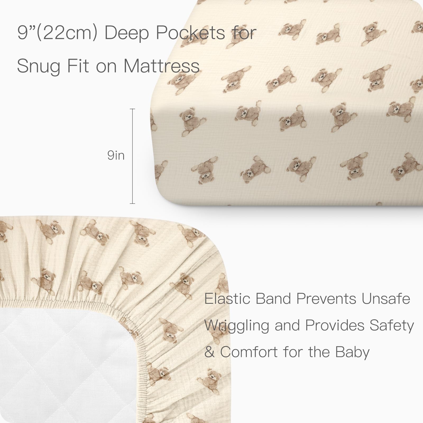 Knirose double-layer muslin sheet for durable crib bedding.