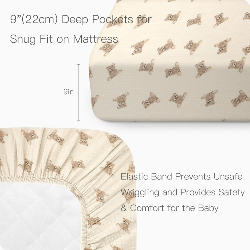 Knirose double-layer muslin sheet for durable crib bedding.